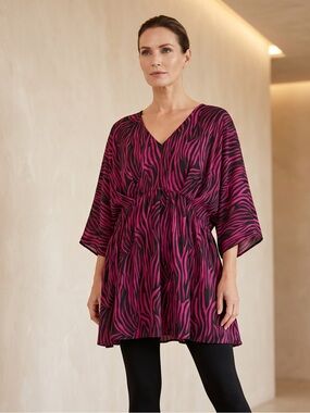 Dear Scarlett Pink and Black Zebra Print Dress/Shirt with Empire Waist
